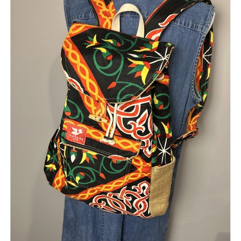 Taaluma Totes Backpack Bag Cinch tie w Toggle Multi-Color Adjustable Straps